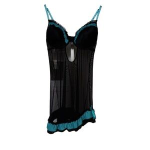 VINTAGE! Y2K 90’s Rampage Intimates Women's Black Babydoll Bodysuit XL Lingerie